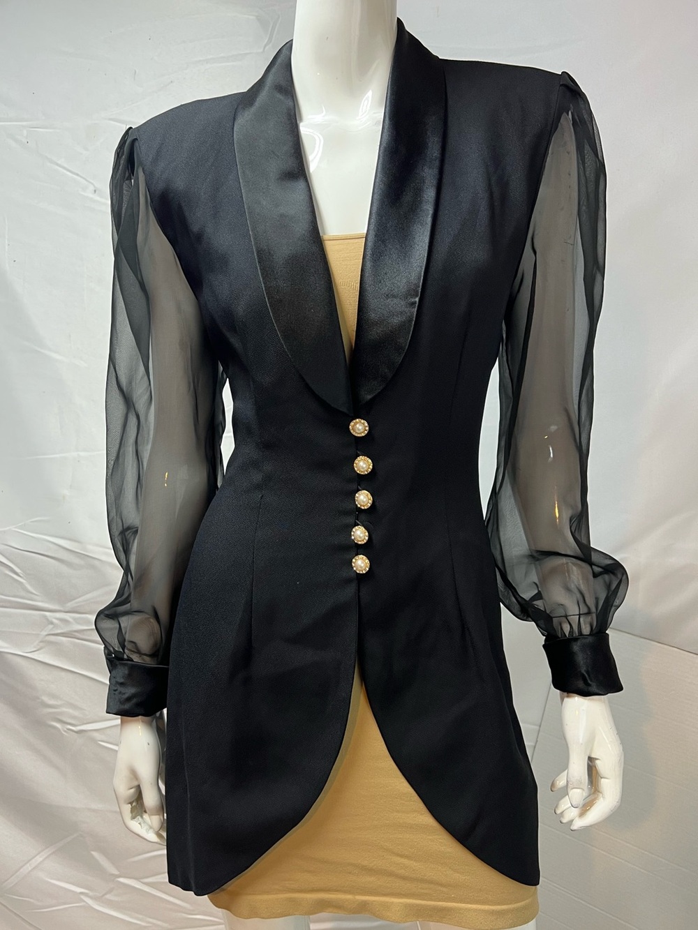 Vintage Cache 9/10 Black Tailcoat 90s Goth Fairycore Steampunk Victorian Jacket - Picture 8 of 11